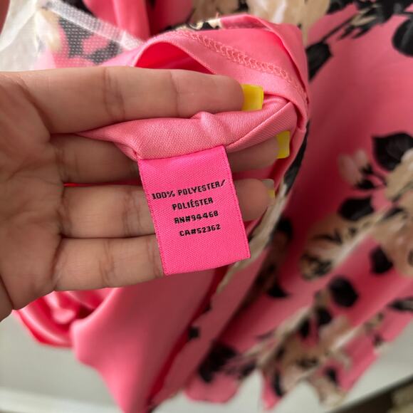 Betsey Johnson Pink Floral Fit and Flare Pleated Mini Dress Size 6 - Picture 8 of 10